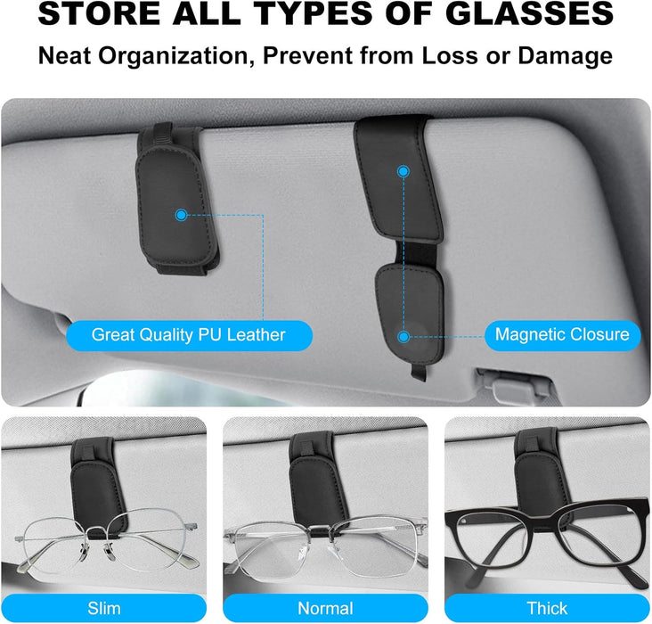 2 Pack Sunglass Holder for Car Visor, Magnetic, Easy to Hold