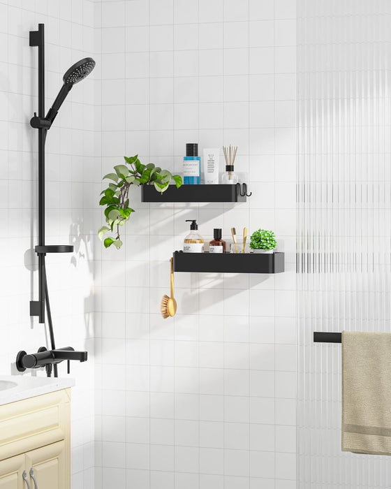 Shower Caddy Adhesive, Stylish Shower Organizer, Large, Black