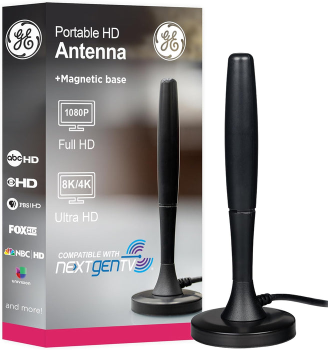GE Portable HD TV Antenna, Indoor Digital Antenna for 1080p 4K 8K