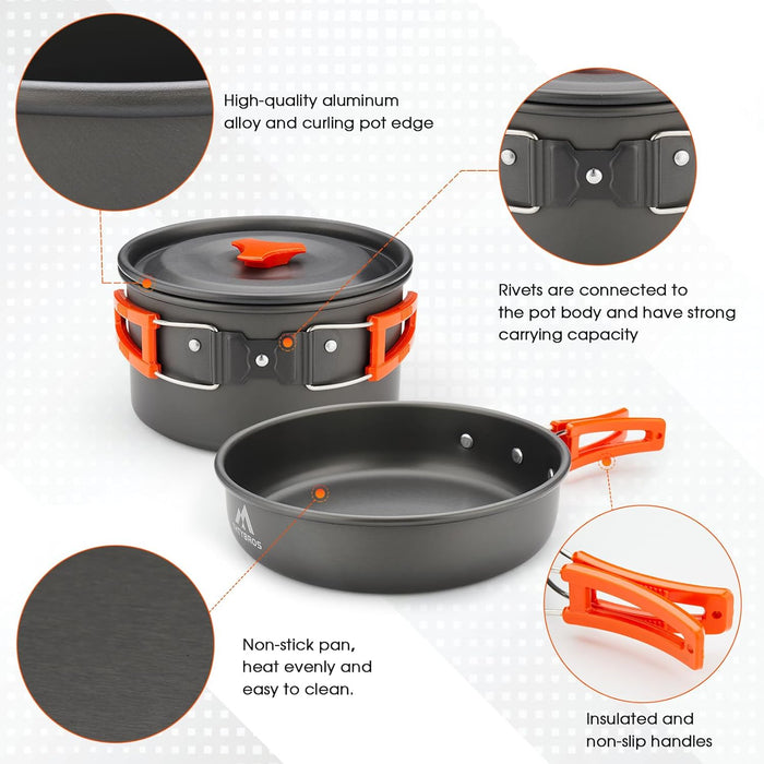 17pcs Camping Cookware Mess Kit,for Camping,Backpacking,Picnic