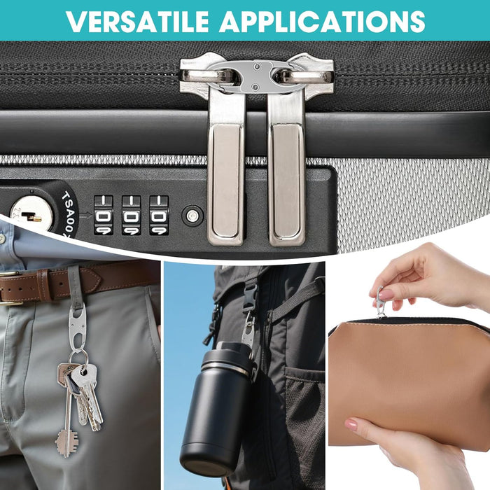 8 Pcs Anti-Theft Small Carabiner Clip, Double Opening Zipper Pull Replacement, Elegant Zinc Alloy Zipper Clips for Backp