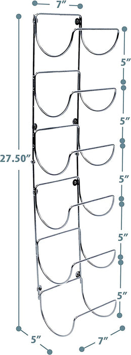 6-Tier Wall-Mounted Rolled Towel Rack — Silver
