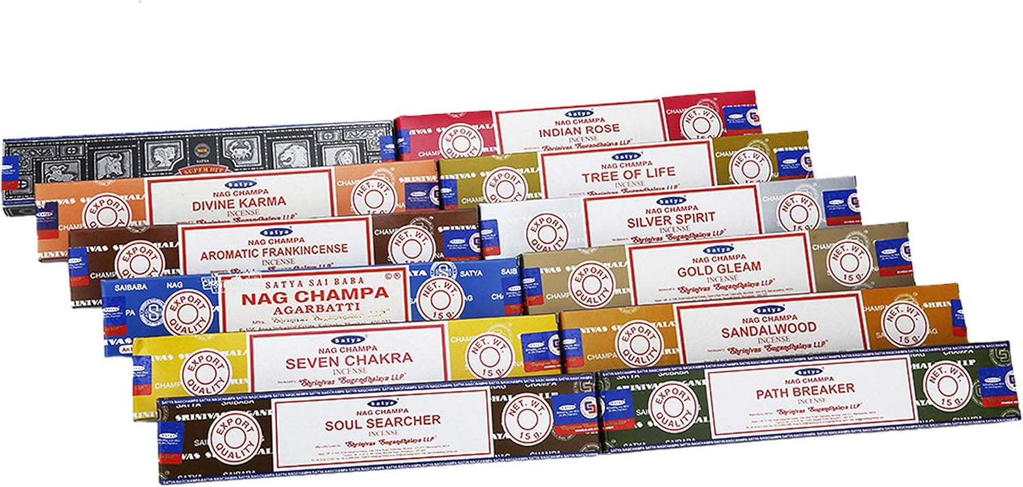 Incense Sticks Variety Pack 15gm x 12 Pack, Hand Rolled – Free from Chemicals - Organic & Perfect for Aromatherapy,Meditation, Church & Worship,Pack 2nd