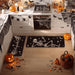 Spooky Skeleton Spider Bone Black Halloween Kitchen Mats Set of 2, Black Home Decor Low-Profile Kitchen Rugs for Floor -