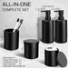 Matte Black Bathroom Accessories Set, 5 Pcs Bathroom Accessories Set, Glass Soap Dispenser and Toothbrush Holder Set, Qtip Holder and Cotton Ball Holder, Modern Bathroom Decor Sets