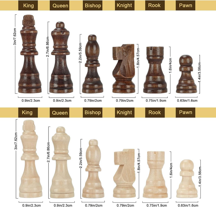 Magnetic Wooden Chess Set for Adults Kids 15'' Chess Board with Handmade Pieces, Folding Portable Travel Unique Chess Se