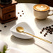 4 Gold Coffee Spoons 6.7in and 1 Ceramic Spoon Rest,Coffee Bar Accessories