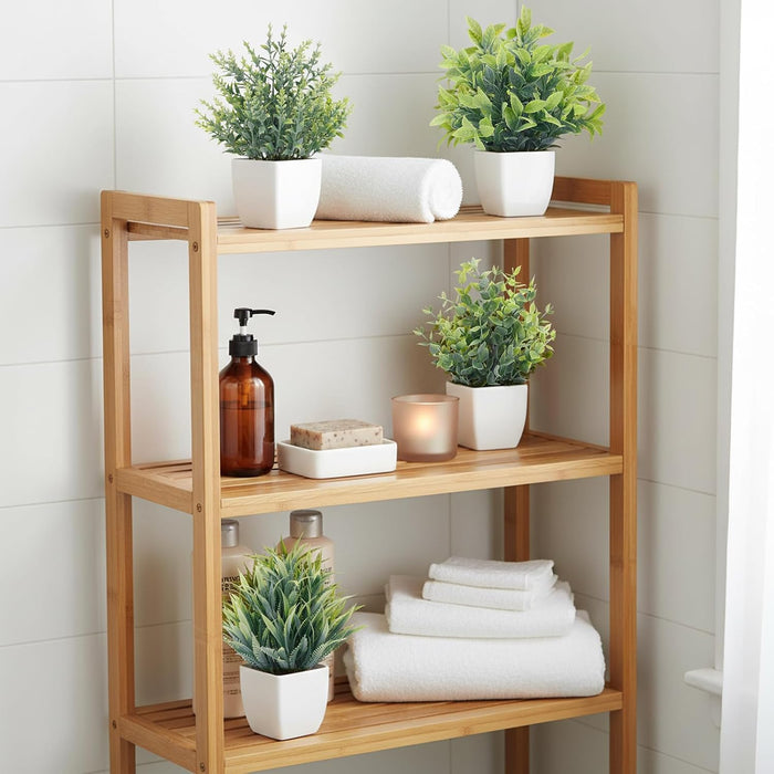 Fake Plants 4 Packs Small Artificial Plants Mini White Potted Greenery Bathroom Accessories Decorations for Desk Bathroom Office Home Room Kitchen Table Decor Indoor