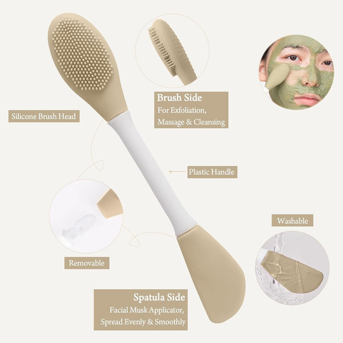 Gua Sha Facial Tools Face Roller for Wrinkles Jade Roller and Gua Sha Set, Scrubber Pore Brush Headband Skin Care Tools for Travel Skincare Routine Massaging Reducing Puffiness - Green