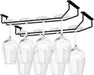 14-Inch Wine Glass Holder - Under Cabinet Metal Stemware Rack for Kitchen Bar - Single Rail Hanging Storage Hanger, Set 