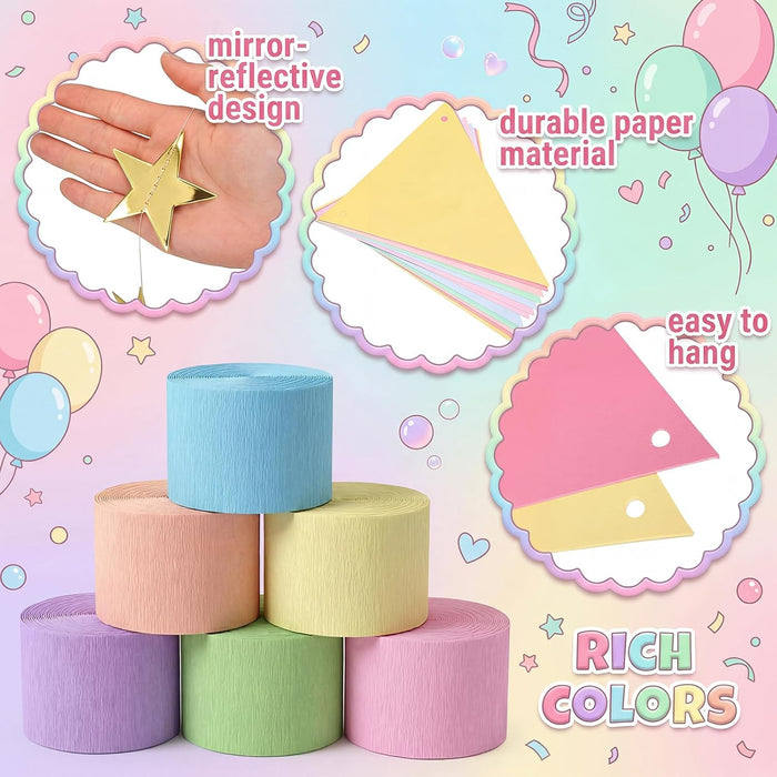 14 Pcs Pastel Party Decorations Set for Fancy Birthday Party