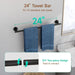 4PCS Matte Black Bathroom Accessories Set, 24-Inch Towel Bar Set