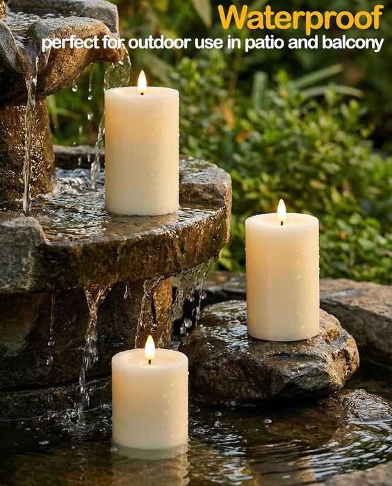 3"x4" Outdoor Waterproof Flameless Candles with Remote Timers Battery