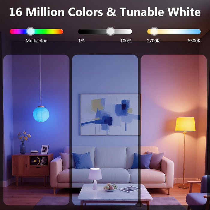 A19 E26 Smart Light Bulbs,Compatible with Alexa & Google Home