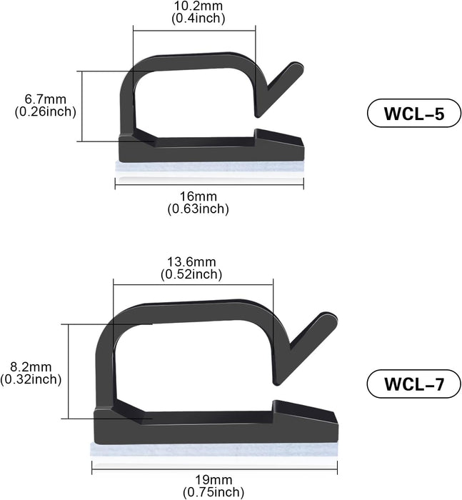 120PCS 5/8” Black Adhesive Cable Wire Wall Light Clips, Cord Holder