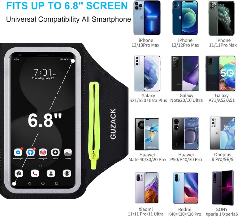 Running Armband for iPhone 18 Pro Max 17 16 15 14 13, Galaxy S26/S25/S24/S23, with Card Slot & Key Pockets, Sports Arm B