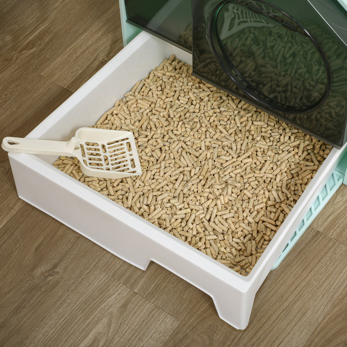 Hooded Cat Litter Box with Tracking Mat