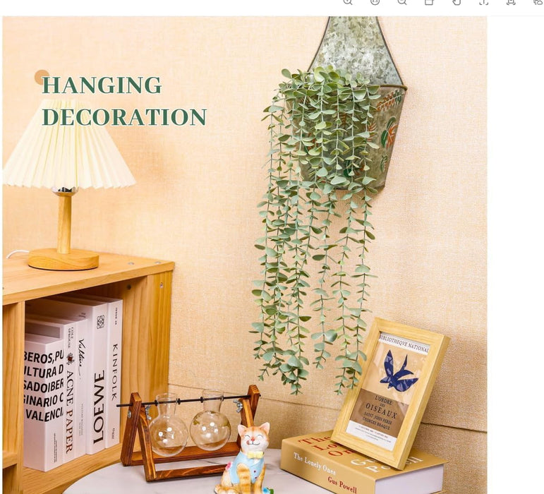 24" Fake Hanging Eucalyptus Plant for Bathroom Wall Art Decor