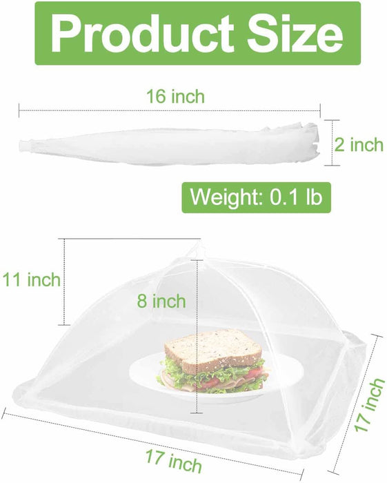 Large Food Cover,6 Pack Mesh Food Tent,17"x17",White Nylon Covers,Pop-Up Umbrella Screen Tents,Patio Net for Outdoor Cam