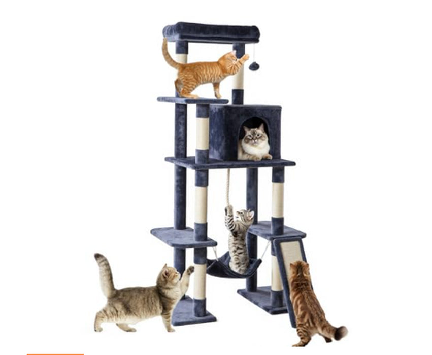 63-Inch Multi-Level Cat Tree with Hammock