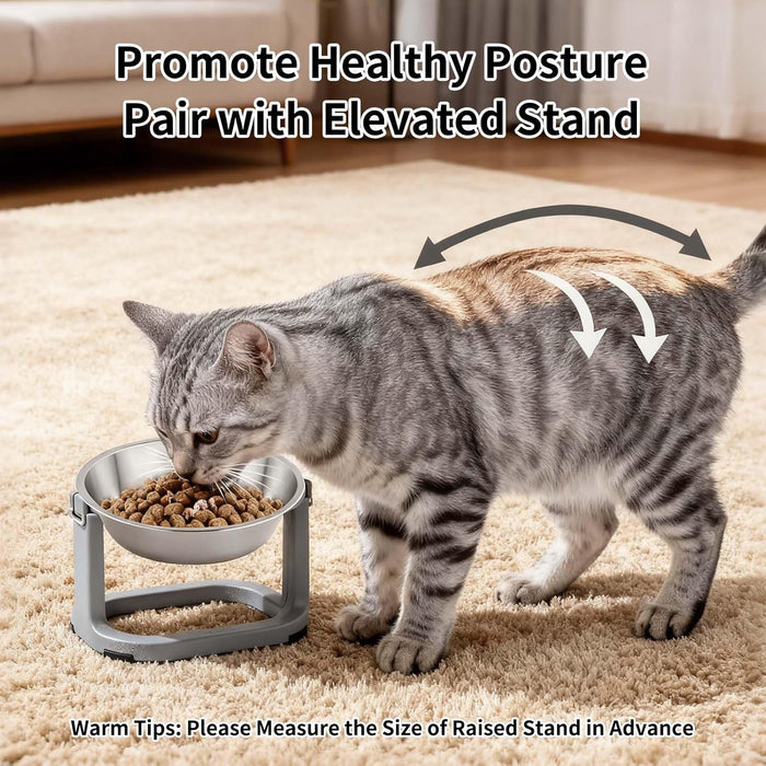 6PCS 5.6" Stainless Steel Whisker Friendly Cat Food & Water Bowls