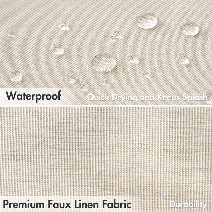 Beige Scalloped Shower Curtain Linen Textured with 12 Metal Hooks Cute Heavy Duty Washable Waterproof Neutral Thick Cloth Shower Curtains with Black Border for Bathroom Bathtub,W72*L72 Cream