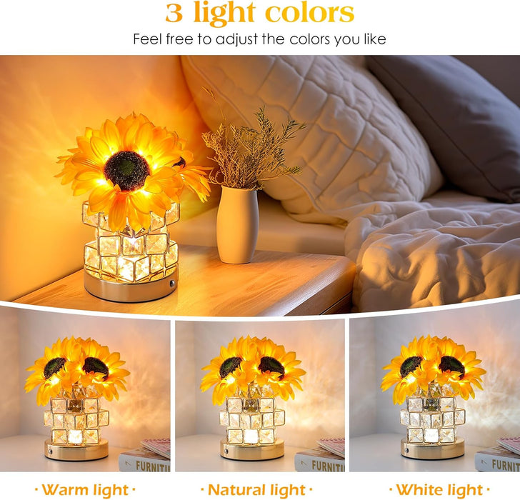 Sunflowers Flower Lamp Cordless Touch Table Lamp Birthday Gifts for Women