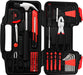 58-Piece Household Tool Set, Home Tool Kit with Storage Case, Red