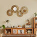 Hanging Baskets Wall Art with Mirror, 4Pcs Boho Coastal Wall Decor