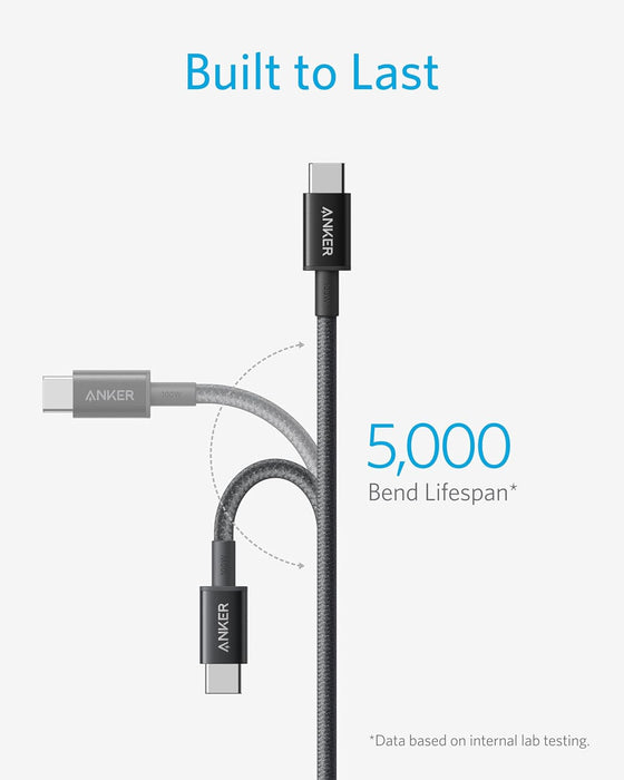 USB C to USB C Cable, 100W Fast Charging Cable (2-Pack, 6 ft, Black)