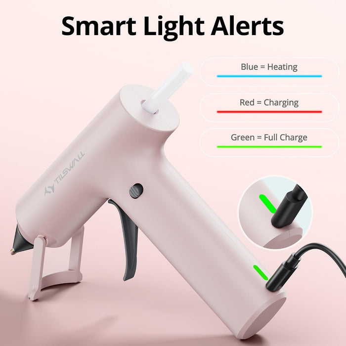 Cordless Hot Glue Gun W106s with Rechargeable 2Ah Pink