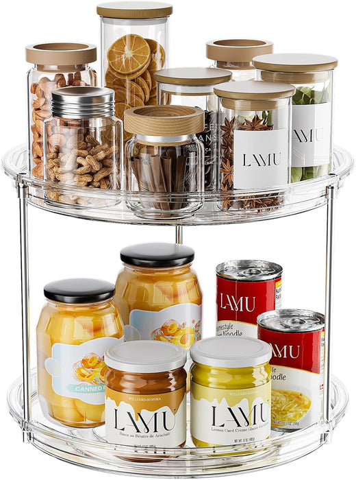 Rotating Makeup Organizer 2 Tier, Clear 360 Spinning Perfume Stand