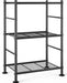 3-Tier Metal Storage Shelves Adjustable Feet, 18"x12"x30", Black