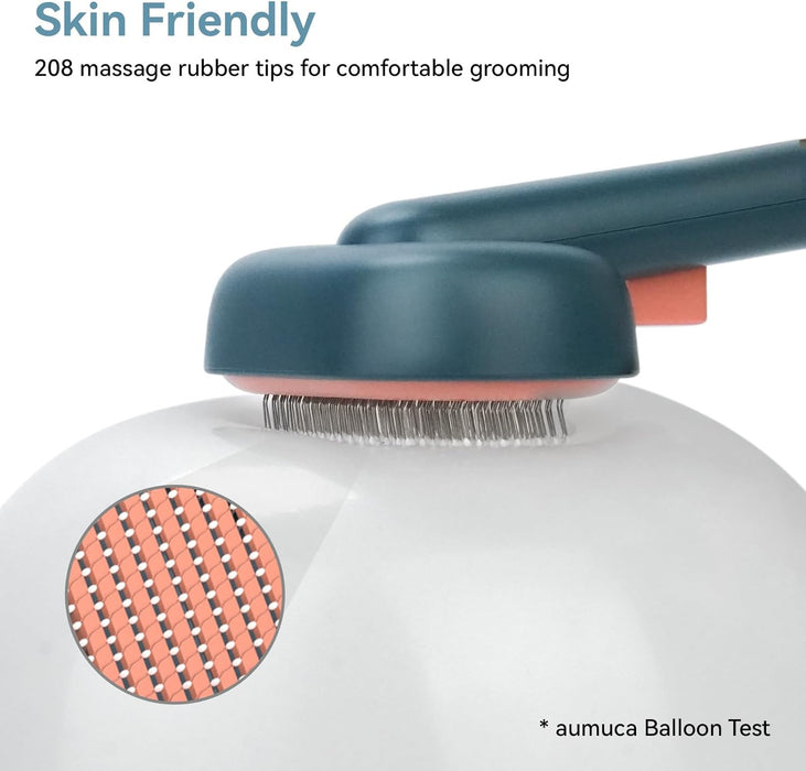 Skin Friendly Self-Cleaning Slicker Brush for Dogs & Cats, Gentle Pet Grooming Tool for Shedding & Deshedding, Efficient Hair Remover for Long & Short Haired Pets