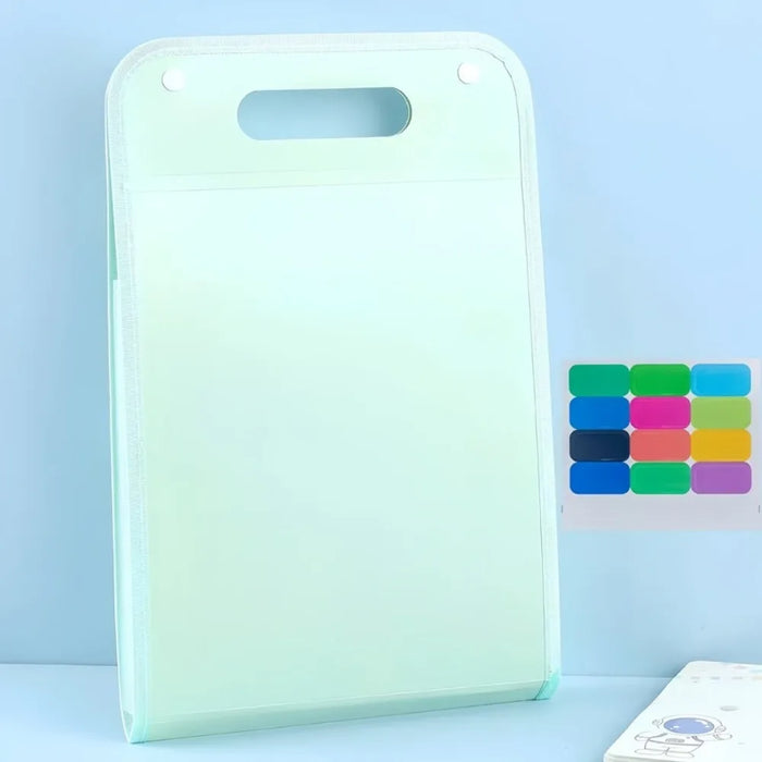 13 Layer A4 Handheld Vertical Folder Organ Bag Large Capacity Paper File PP Frosted Storage and Classification Expanding File