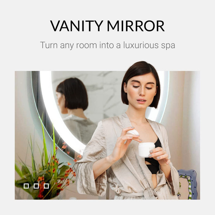 Circular LED Vanity Mirror - Front Lit Rounded Mirror for Bedroom, Bathroom or Shower - anti Fog & Wall-Mounted - Modern Home Decor - 44" Wide X 44" Tall