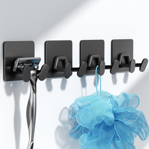 Adhesive Shower Hooks for Inside - Extra Sticky Stainless, Razor Holder Shower Accessories, Wall Mounted Self-Adhesive D