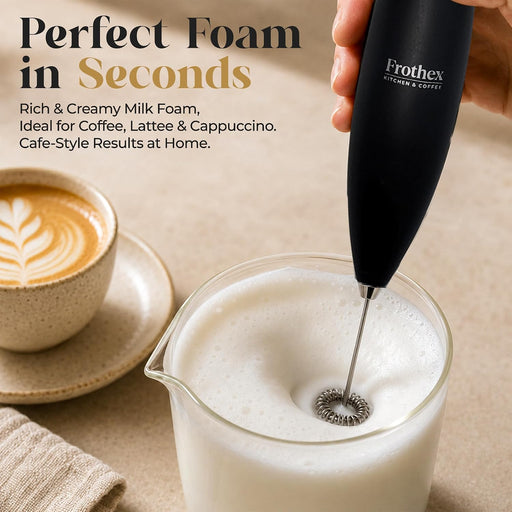 Milk Frother Handheld Electric Whisk with Stand & Batteries Coffee Latte