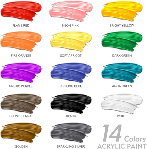Acrylic Paint Sets for Adults, 14 Colors Large Bulk Acrylic Paints kits Rich Pigment Art Painting Supplies for Artists/B