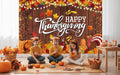 Happy Thanksgiving Backdrop Sign Autumn Maple Leaves Pumpkin Turkey Photography Background for Thanksgiving Day Party Decoration Fall Decorations