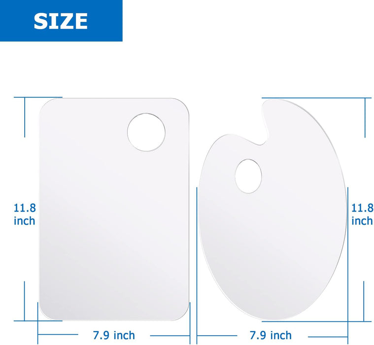 2 Pack Acrylic Paint Palette with Thumb Hole, 11.8 x 7.9 Inch
