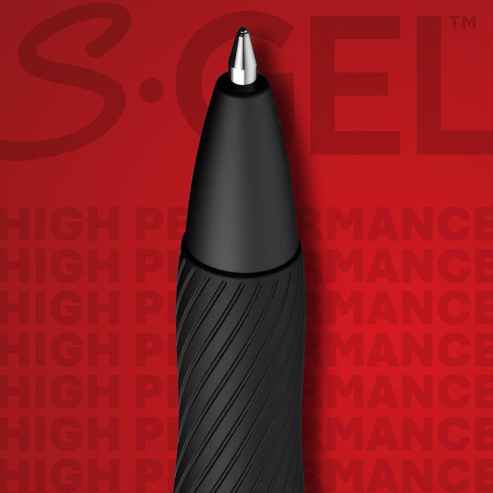 S-Gel Gel Pens, Black Barrel, Medium Point (0.7mm), Black Gel Ink, 12 Count - Home, Office, School, Journaling, Writing, Note-Taking, Teacher Supplies
