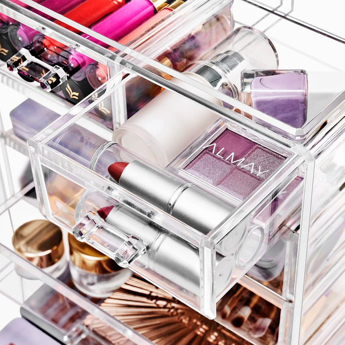 6-Drawer Makeup Organizer with Small & Wide Drawers (Clear)