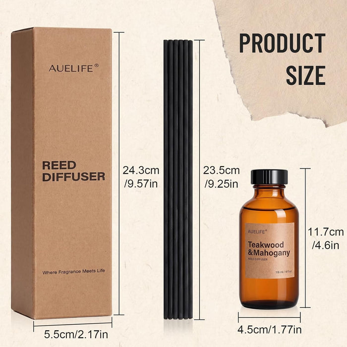 Reed Diffuser Set, Teakwood & Mahogany Scent Diffuser 2 Pack 8Fl Oz
