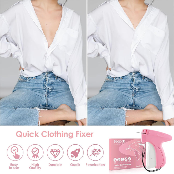 Stitch Gun for Clothes - Handheld Stitch Gun Quick Clothing Fixer - Tagging Gun - Includes 6 Needle, 1000 Black Fastener