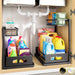 Under Sink Organizer, 2-Pack L-Shaped Metal Pull-Out Drawers for Kitchen