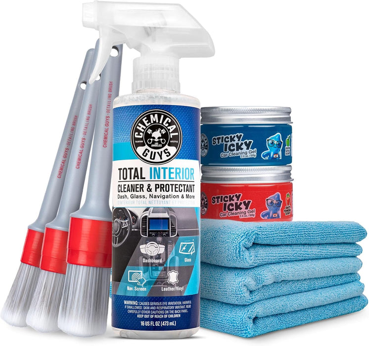 , 9-Piece Interior Car Cleaning Kit, Cleaner, Gel, Brushes