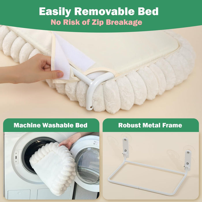 SnugCloud Foldable Cat Window Perch (Cream White, M)