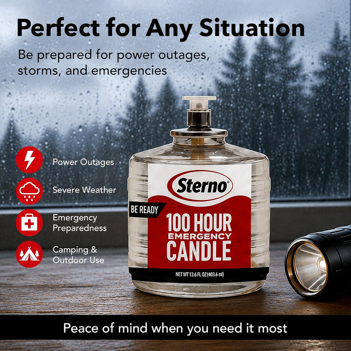 100-Hour Emergency Candles, Power Outage Essential Supplies, 6-Pack