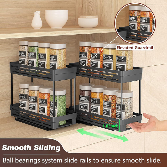 Pull Out Spice Rack Organizer for Cabinet, 3 Packs Slide Out Spice Racks Organizer, Spice Cabinet Organizers, Cabinet Si